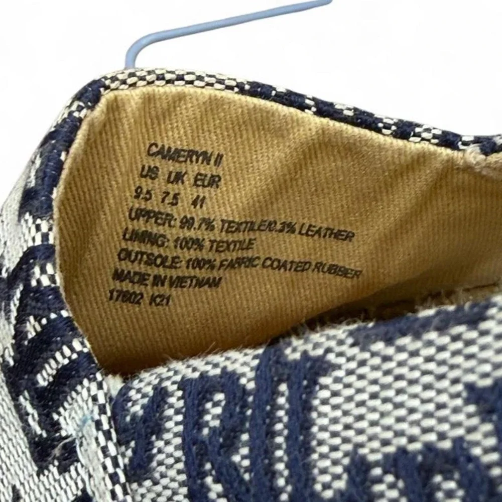 Lauren Ralph Lauren Cameryn II Monogram Jacquard Espadrilles Navy Cream 9.5
